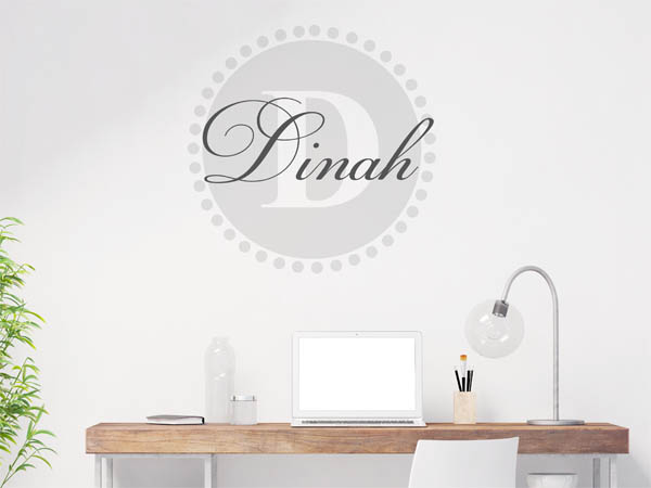 Wandtattoo Dinah als Monogramm rund