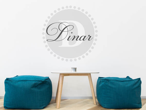 Wandtattoo Dinar als Monogramm rund