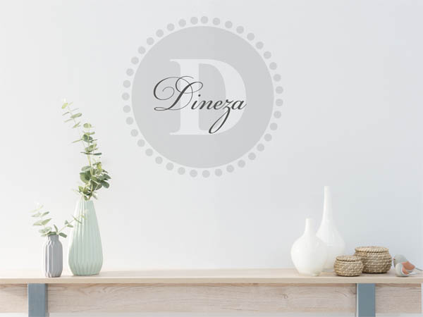 Wandtattoo Dineza als Monogramm rund