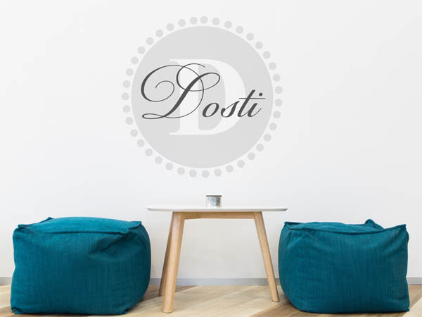 Wandtattoo Dosti als Monogramm rund