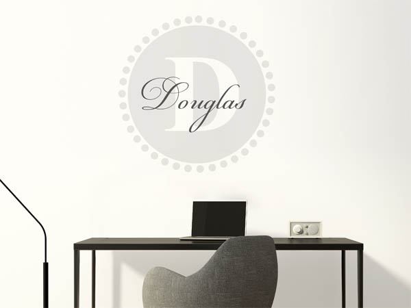Wandtattoo Douglas als Monogramm rund