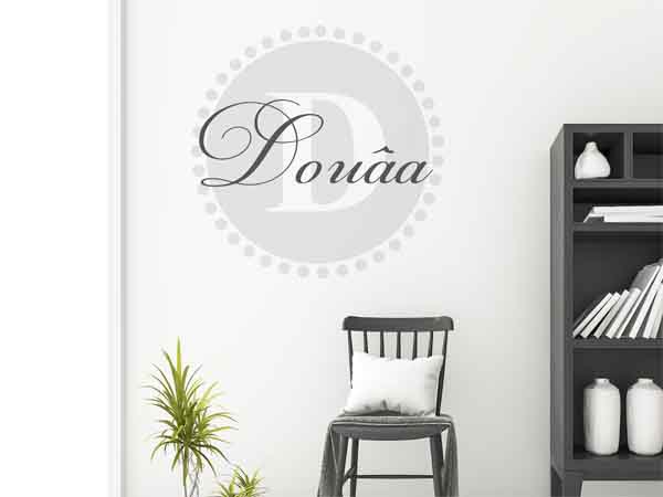 Wandtattoo Douâa als Monogramm rund