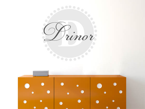 Wandtattoo Drinor als Monogramm rund