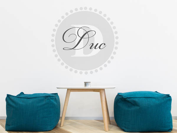 Wandtattoo Duc als Monogramm rund