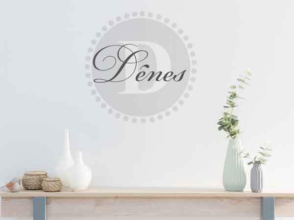 Wandtattoo Dénes als Monogramm rund