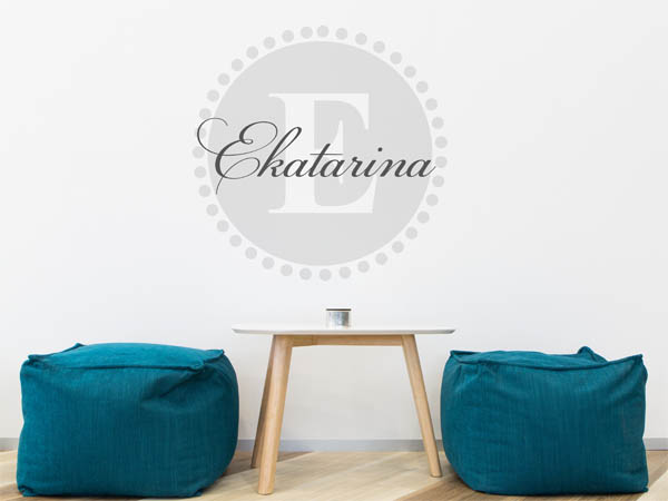 Wandtattoo Ekatarina als Monogramm rund