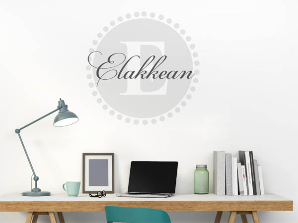 Wandtattoo Elakkean als Monogramm rund
