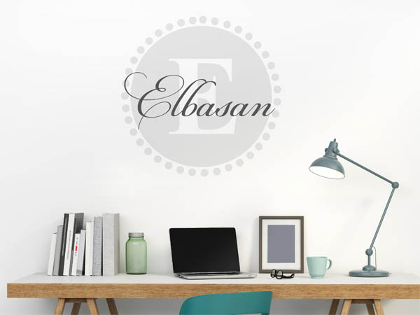 Wandtattoo Elbasan als Monogramm rund