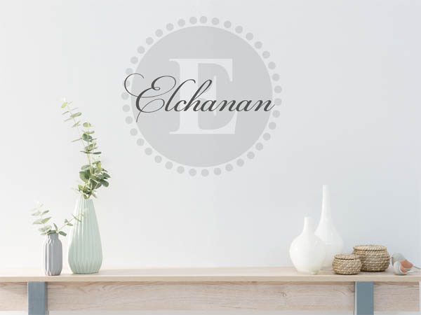 Wandtattoo Elchanan als Monogramm rund