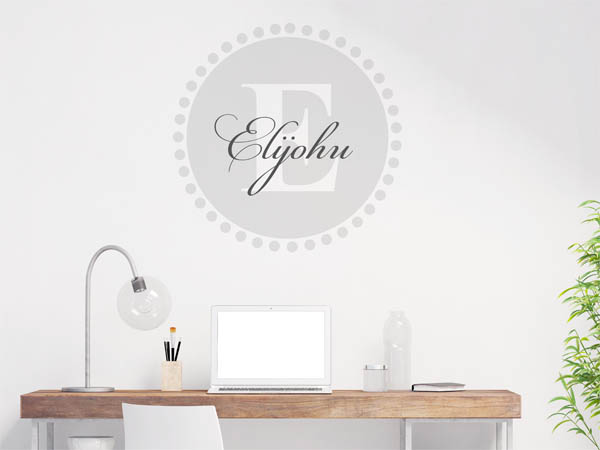 Wandtattoo Elijohu als Monogramm rund