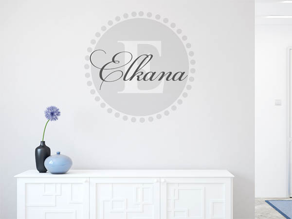 Wandtattoo Elkana als Monogramm rund