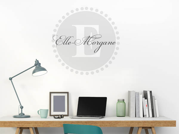 Wandtattoo Elle-Morgane als Monogramm rund