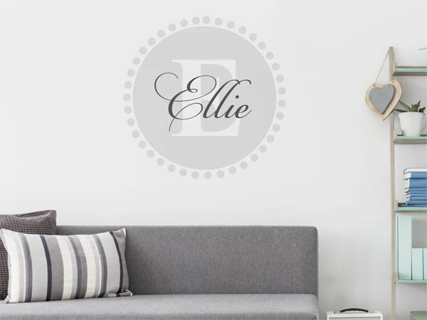 Wandtattoo Ellie als Monogramm rund