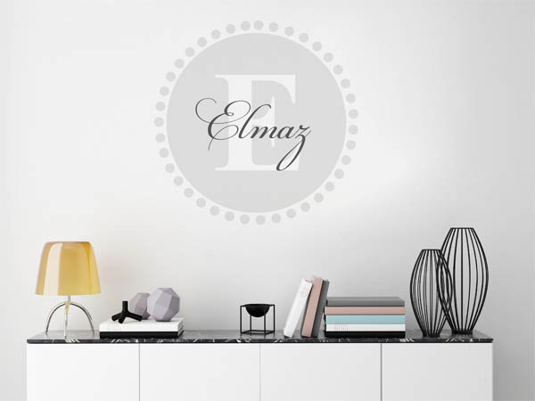 Wandtattoo Elmaz als Monogramm rund