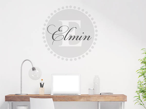 Wandtattoo Elmin als Monogramm rund