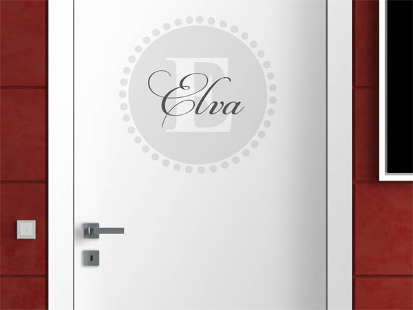 Wandtattoo Elva als Monogramm rund