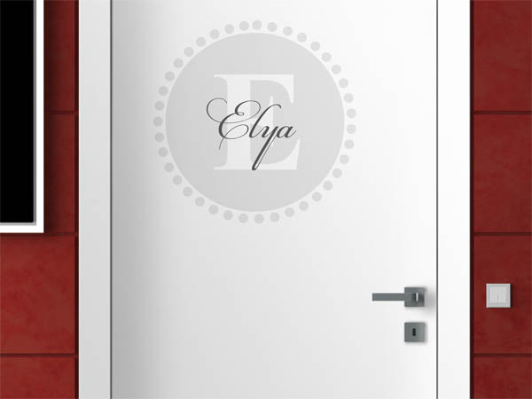 Wandtattoo Elya als Monogramm rund