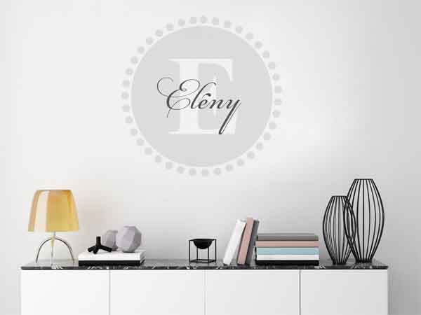 Wandtattoo Elény als Monogramm rund