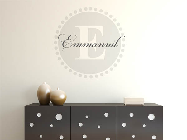 Wandtattoo Emmanuil als Monogramm rund