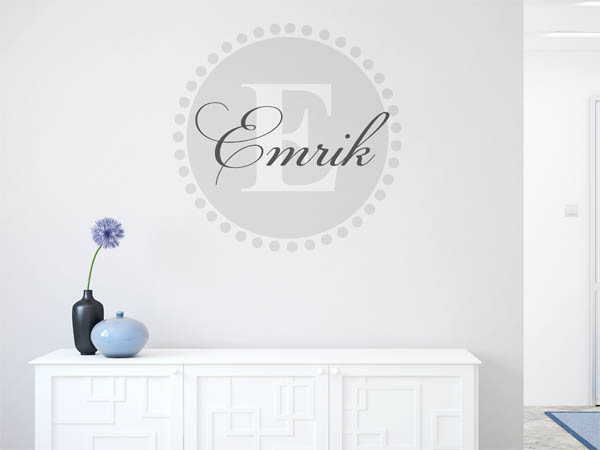 Wandtattoo Emrik als Monogramm rund