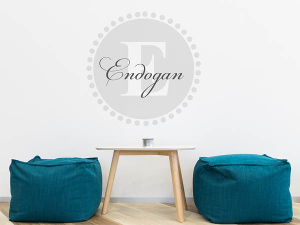 Wandtattoo Endogan als Monogramm rund