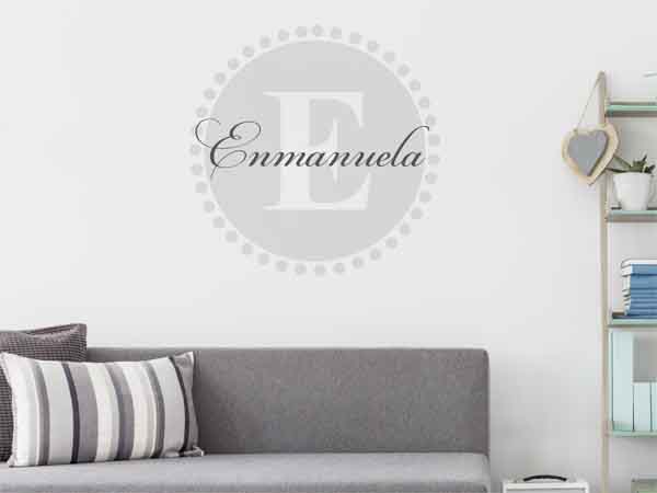 Wandtattoo Enmanuela als Monogramm rund