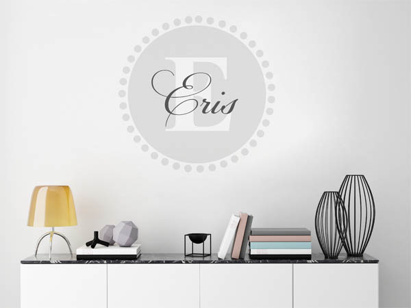 Wandtattoo Eris als Monogramm rund