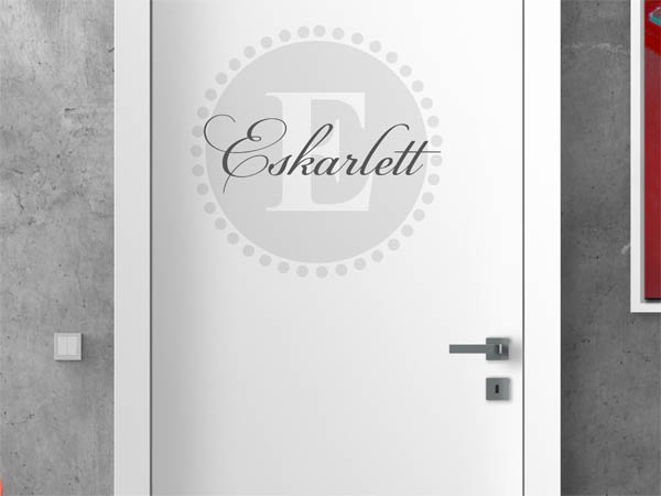 Wandtattoo Eskarlett als Monogramm rund