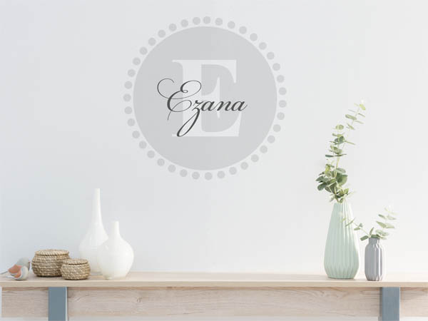 Wandtattoo Ezana als Monogramm rund