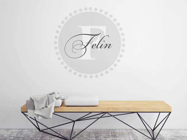 Wandtattoo Felin als Monogramm rund