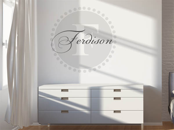 Wandtattoo Ferdison als Monogramm rund