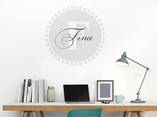 Wandtattoo Fina als Monogramm rund