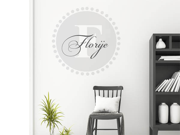 Wandtattoo Florije als Monogramm rund