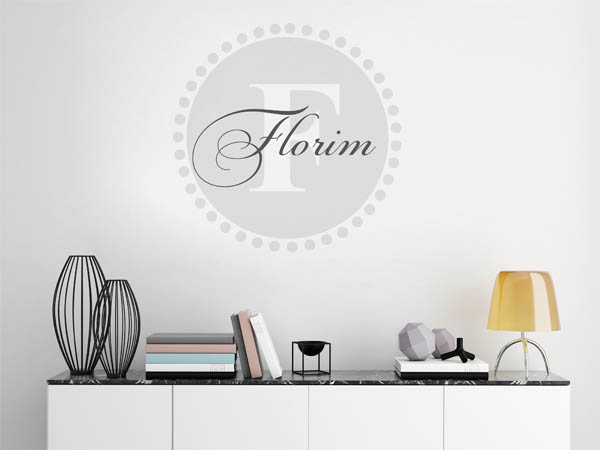 Wandtattoo Florim als Monogramm rund