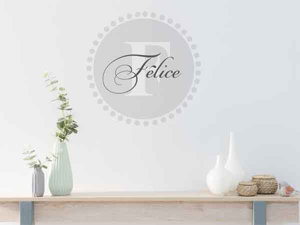 Wandtattoo Félice als Monogramm rund