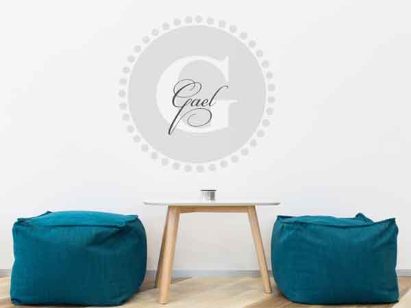 Wandtattoo Gael als Monogramm rund