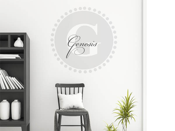 Wandtattoo Genesis als Monogramm rund