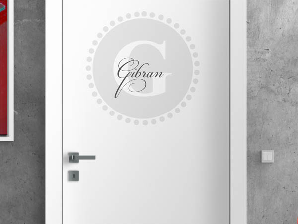 Wandtattoo Gibran als Monogramm rund