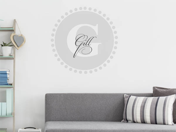 Wandtattoo Gill als Monogramm rund