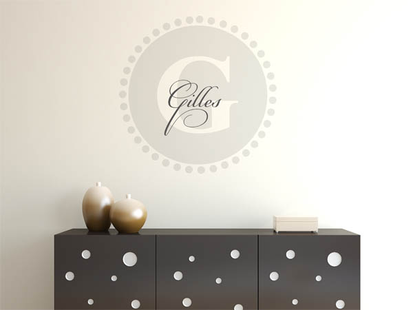 Wandtattoo Gilles als Monogramm rund