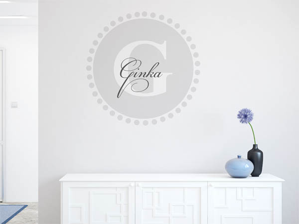 Wandtattoo Ginka als Monogramm rund