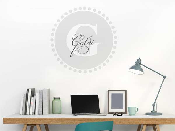 Wandtattoo Goldi als Monogramm rund