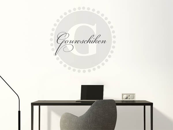 Wandtattoo Gouwschiken als Monogramm rund