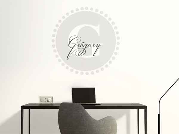 Wandtattoo Grégory als Monogramm rund