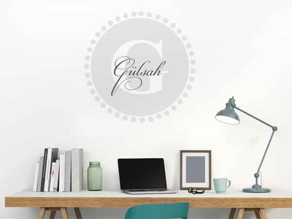 Wandtattoo Gülsah als Monogramm rund