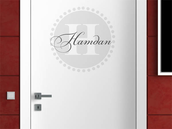 Wandtattoo Hamdan als Monogramm rund