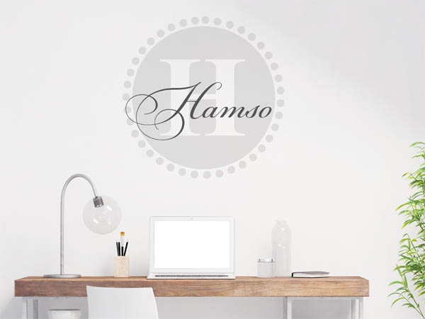Wandtattoo Hamso als Monogramm rund