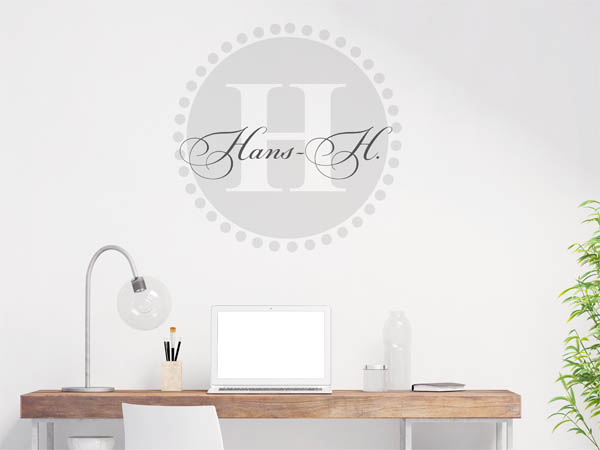Wandtattoo Hans-H. als Monogramm rund