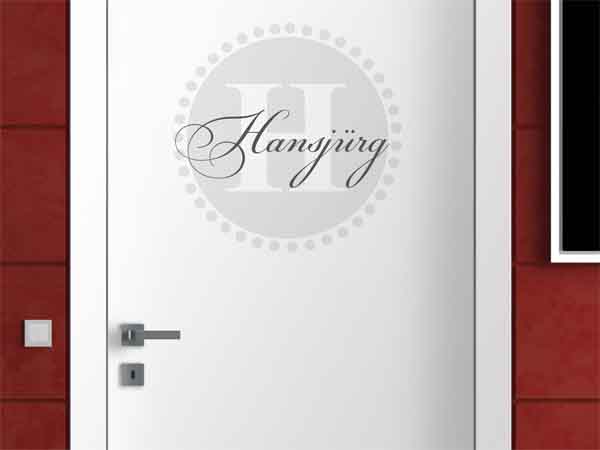 Wandtattoo Hansjürg als Monogramm rund