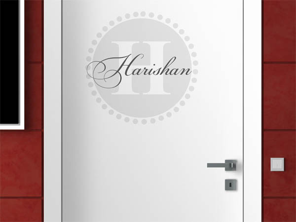 Wandtattoo Harishan als Monogramm rund